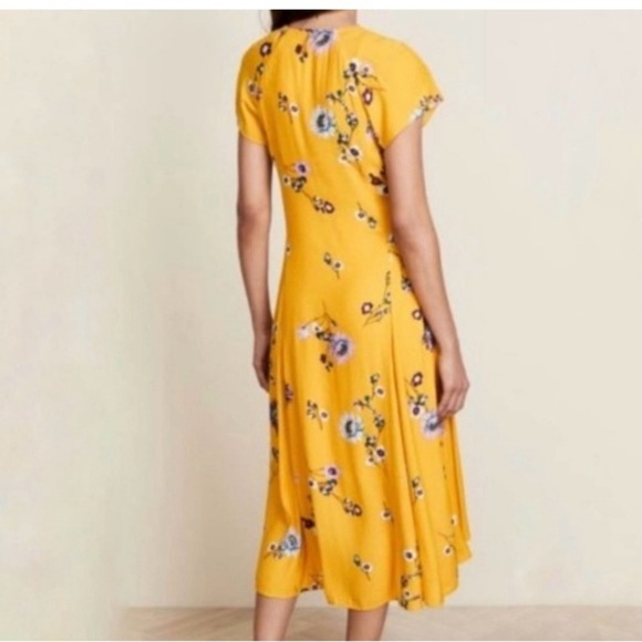 Free People Lost in You Golden Yellow Floral Print Midi Dress Size M NWT - Picture 9 of 10